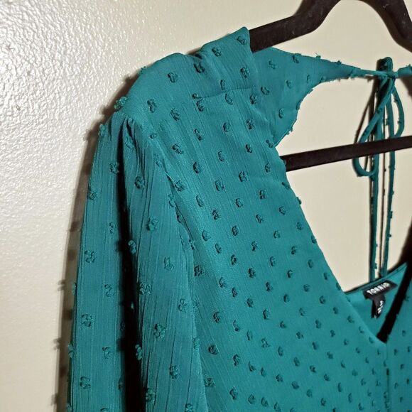 Torrid Tea Length Midi Clip Dot Dress Size 3X Green Open Back ALine Pockets 2023 - Picture 4 of 12